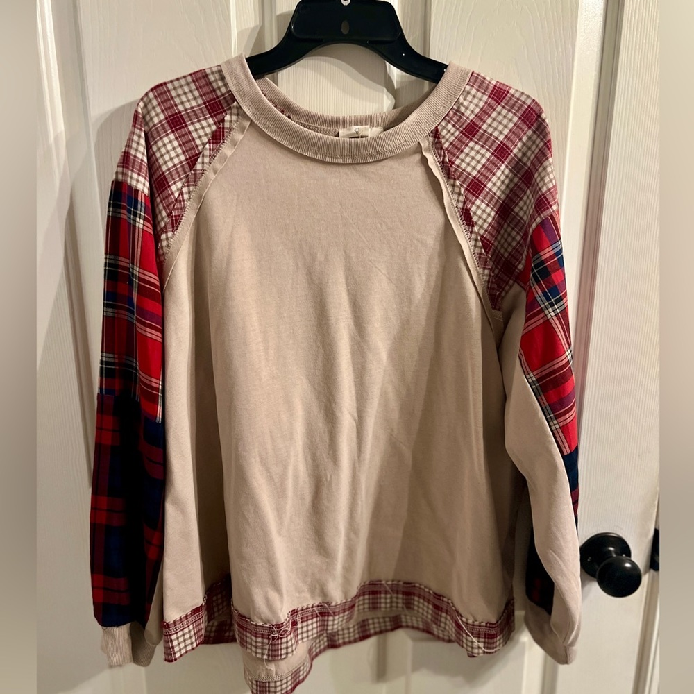 Boho Plaid Top by Easel